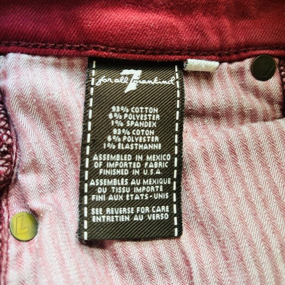 7 For All Mankind Skinny Jeans in Burgundy - 28 - Picture 3 of 4